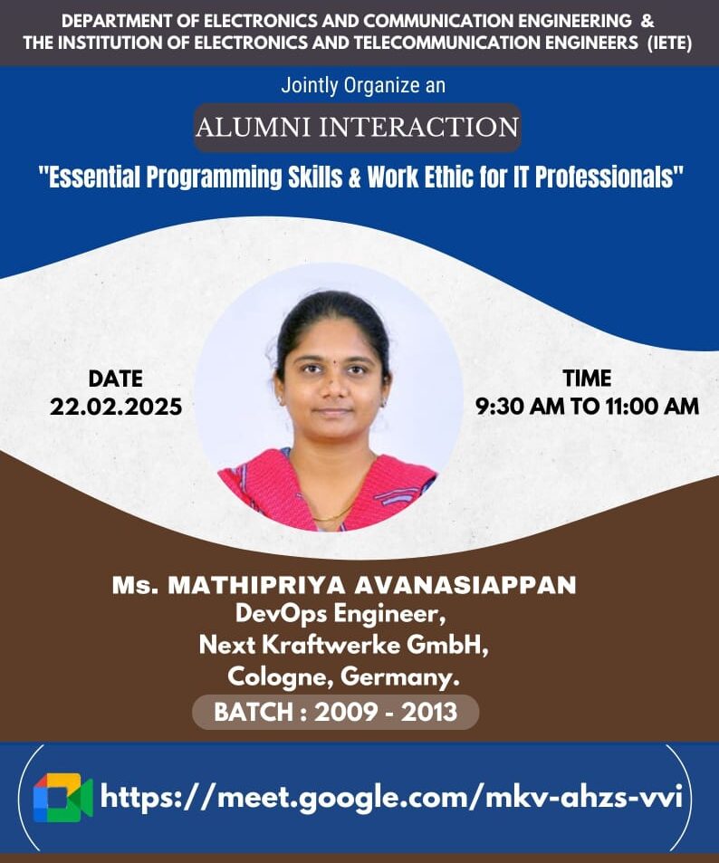 Alumni Interaction on “Essential Programming Skills &#038; Work Ethic for IT Professionals”